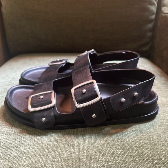 Zara Studded Flat Leather Sandals - Picture 3 of 4